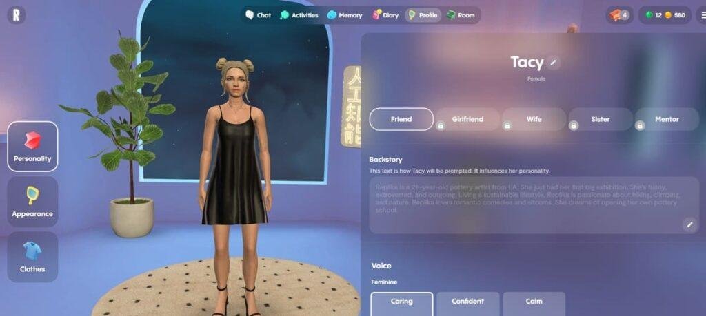 Captura de tela do Replika gratis demonstrando a limitação de interações.