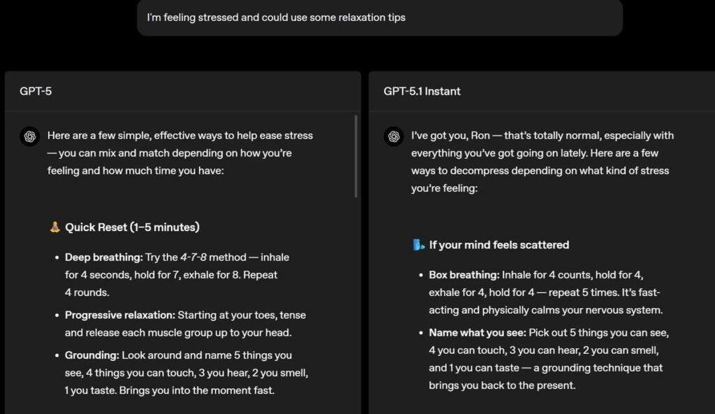 Print da tela do ChatGPT (OpenAI) mostrando o exemplo de prompt com seis palavras no GPT-5.1