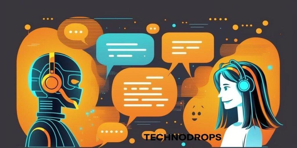 Imagem gerada por IA de uma mulher e um robo conversando, simbolizando compaartilhar dados pessoais com IA