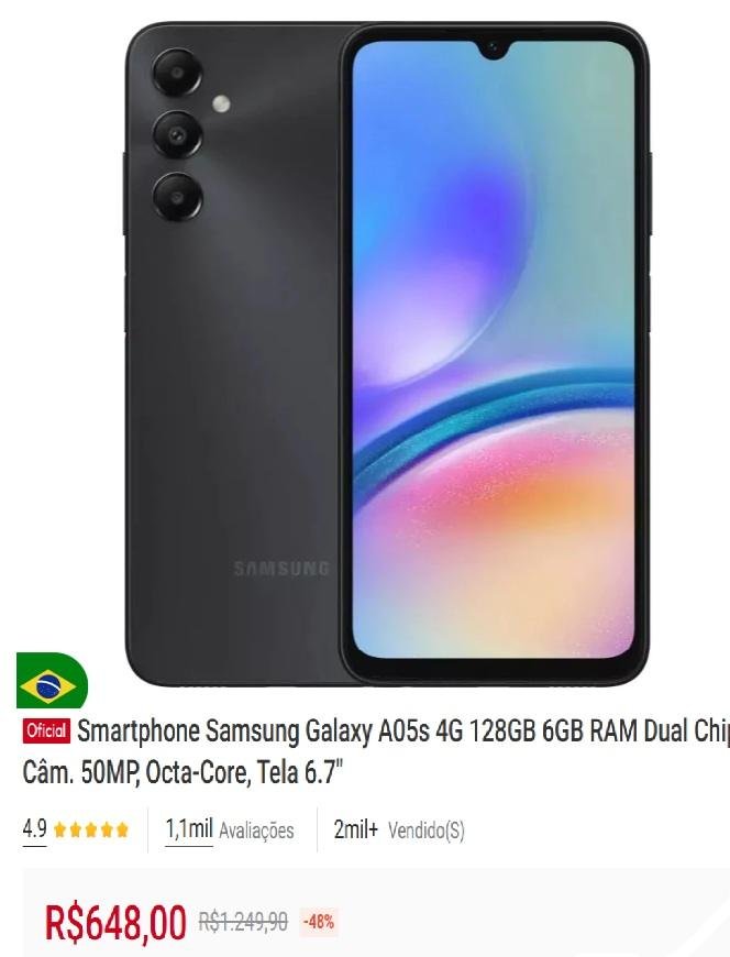 Galaxy A05 Black Friday Shopee eletrônicos